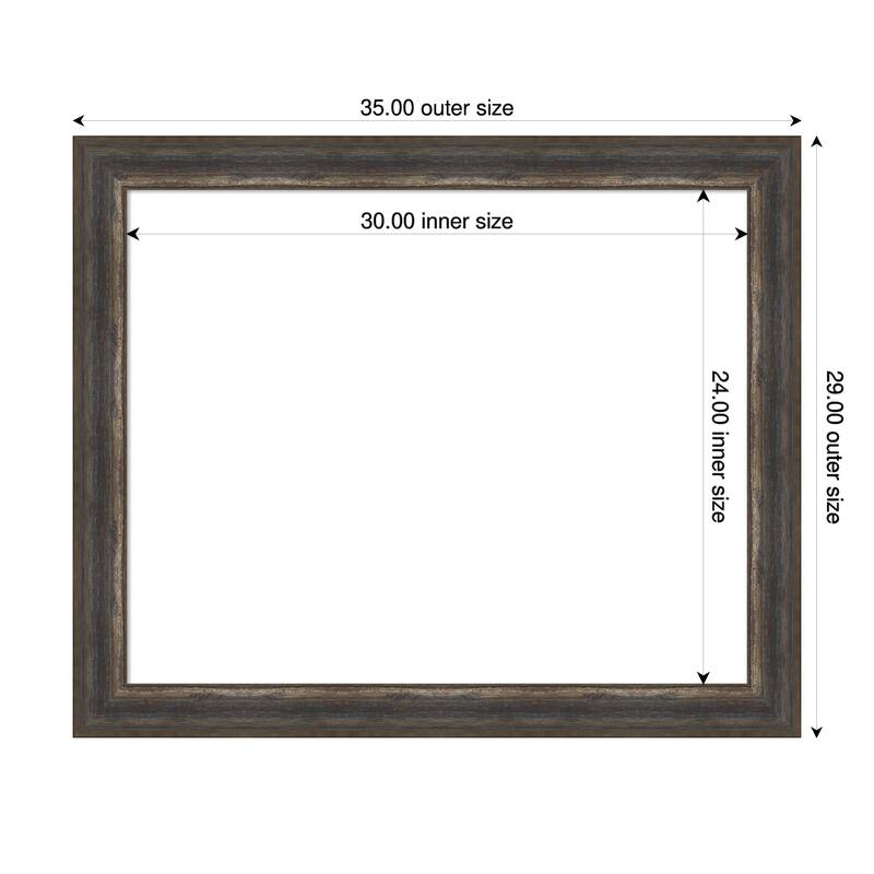 Amanti Art Alta Brown Grey Framed Dry Erase Magnetic Board - 35 x 29 in - Alta Rustic Char