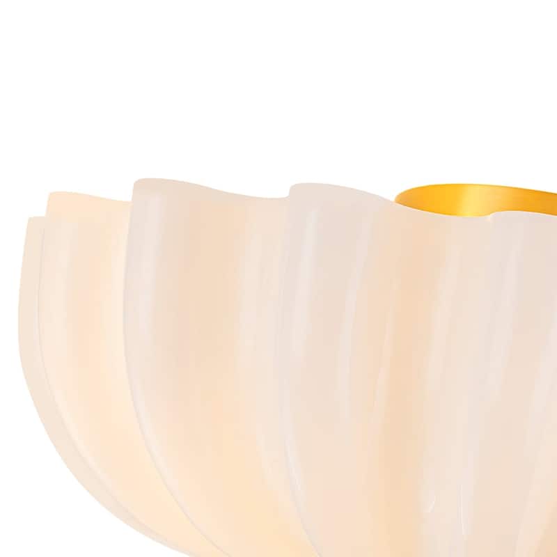 Chic Modern 3-Light Shell Scalloped Glass Semi-Flush Mount - 15 in