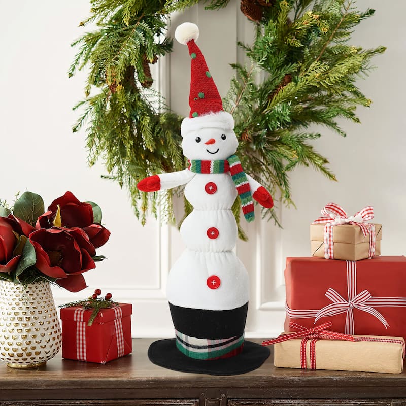 Animated Singing 18.5" Tall Snowman Holiday Decoration, Battery Operated - 18.5" H x 7" Diameter