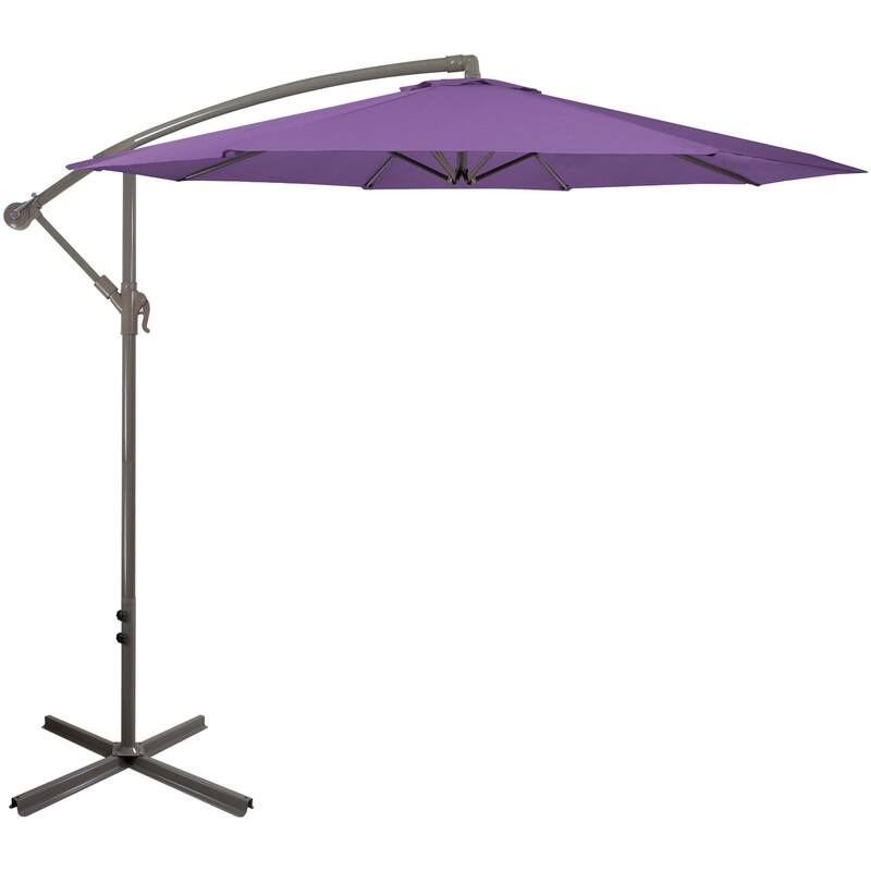 10ft Offset Outdoor Patio Umbrella with Hand Crank - Purple
