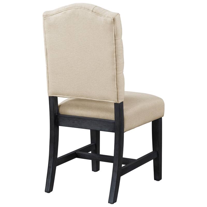 Vintage Set of 4 Dining Chair Set with Button Decorated Upholstered Seats and Wooden Legs for Dining Room and Living Room