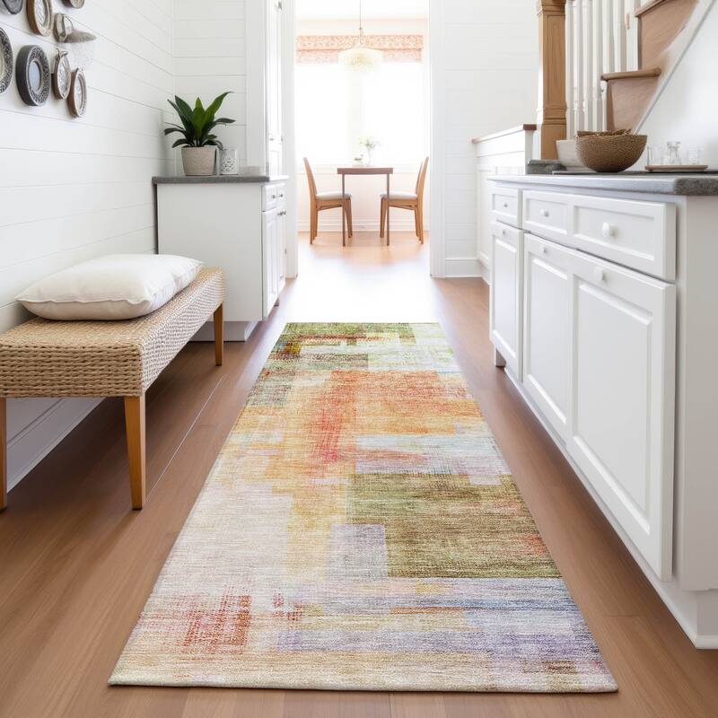 Premium Washable Super Soft Modern Abstract Mayfield Rug - Coral - 2'3" x 7'6"