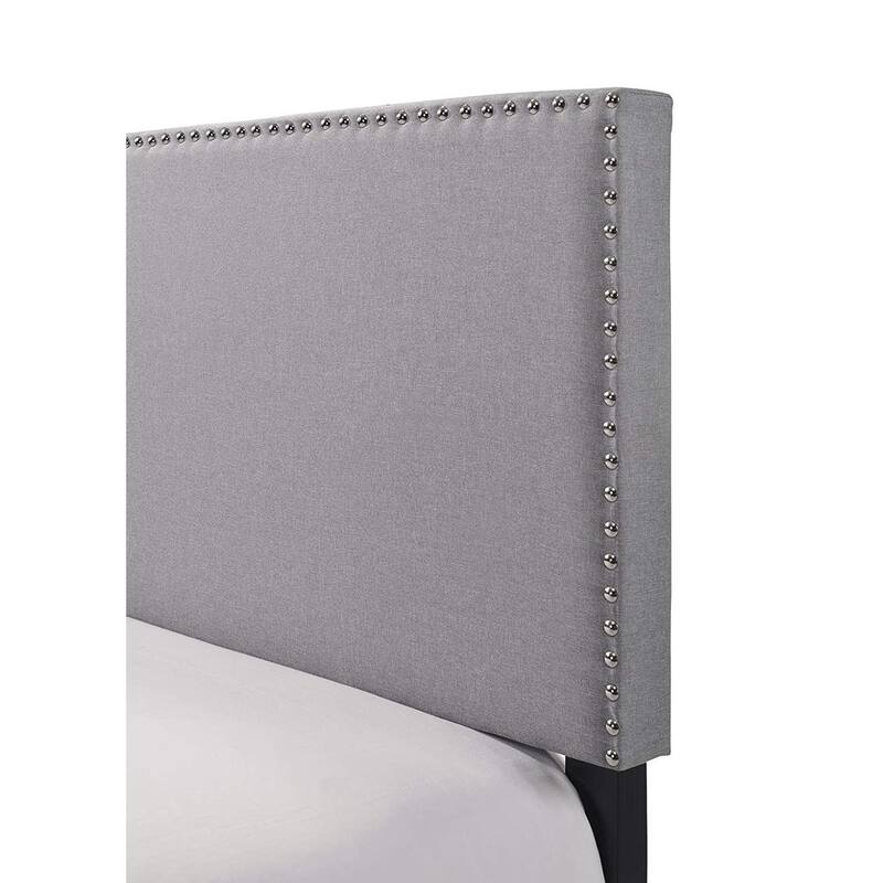 Erin Upholstered Panel Bed - Gray Nailhead Accent Bed Frame - Full Size