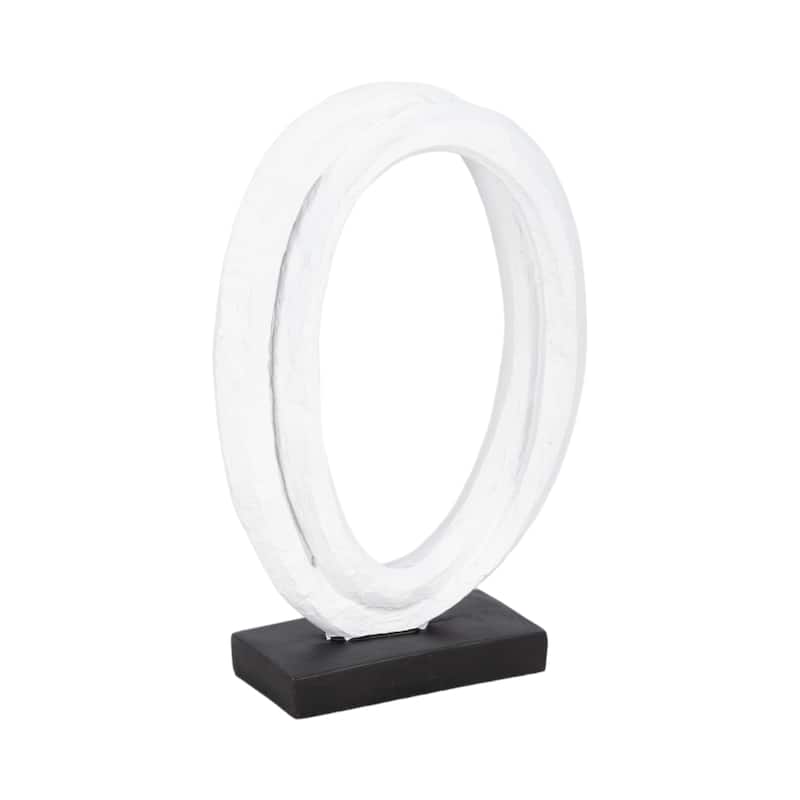 Sagebrook Home Polyresin 11-Inch Oval Loops Sculpture in White with Volcano Texture - 7" x 3" x 11"