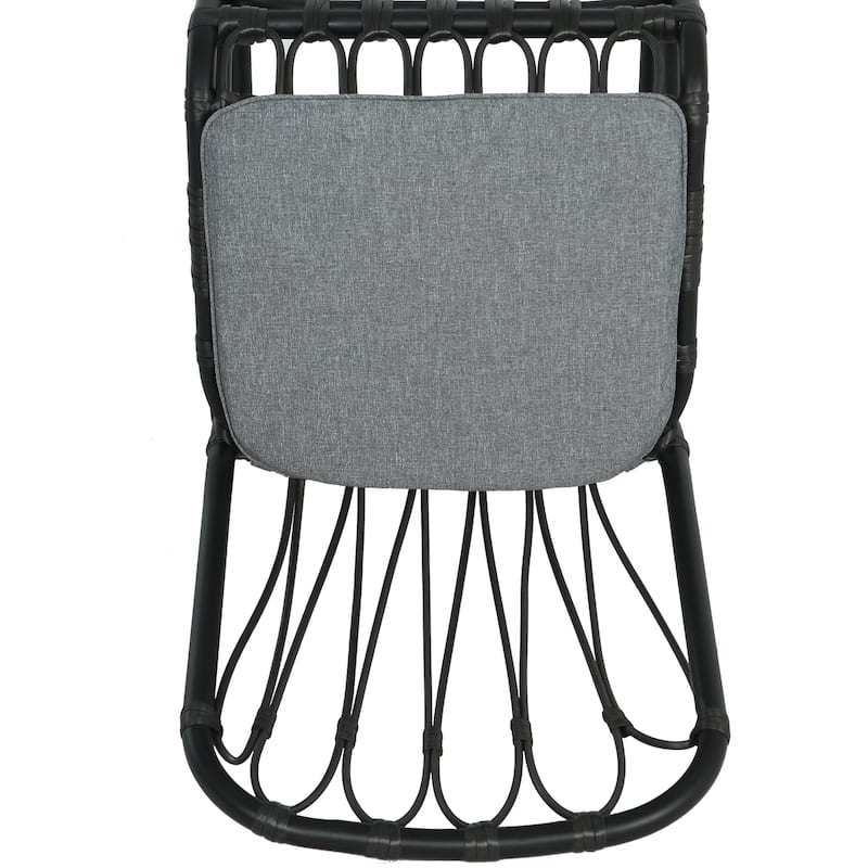 Outdoor PE Wicker Dining Chairs with Washable Cushion Set of 2