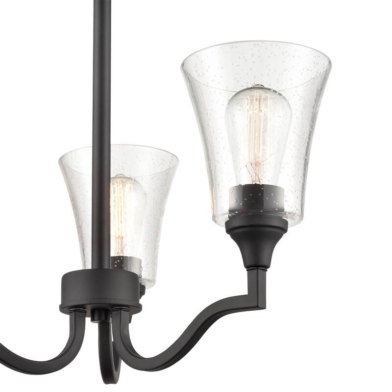 Millennium Lighting Caily 3 Light Chandelier in Brushed Nickel or Matte Black with Seeded Glass Shades