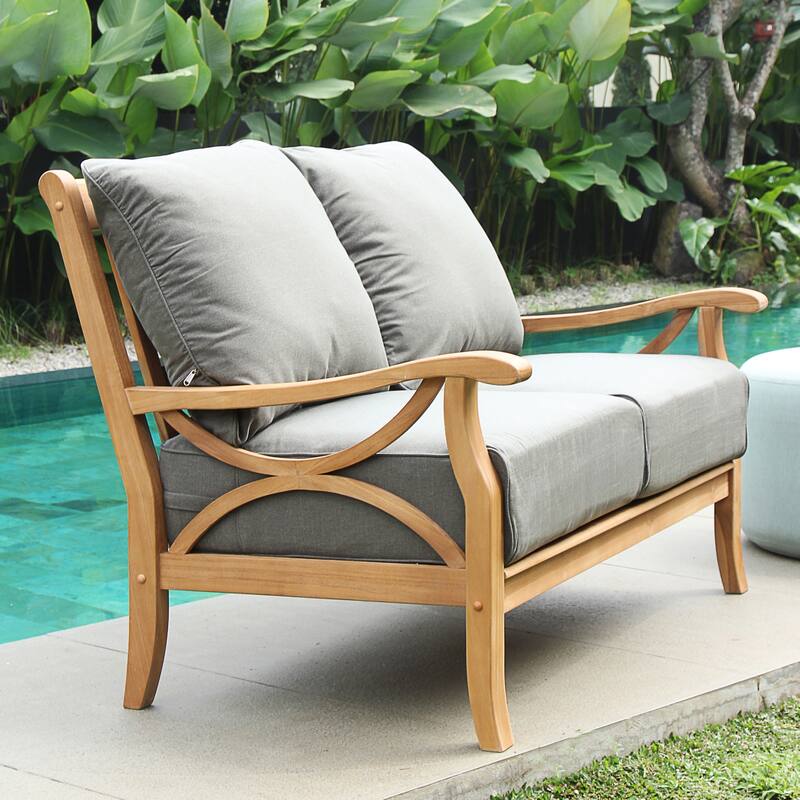 Cambridge Casual Lowell Teak Patio Loveseat with Cushion
