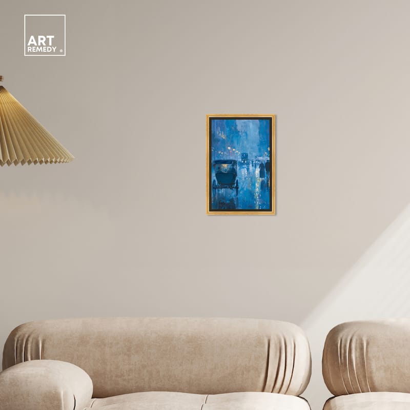 Art Remedy London Nights Framed Impressionism 1 Piece Canvas Wall Art /Monet And Van Gogh Inspired Art