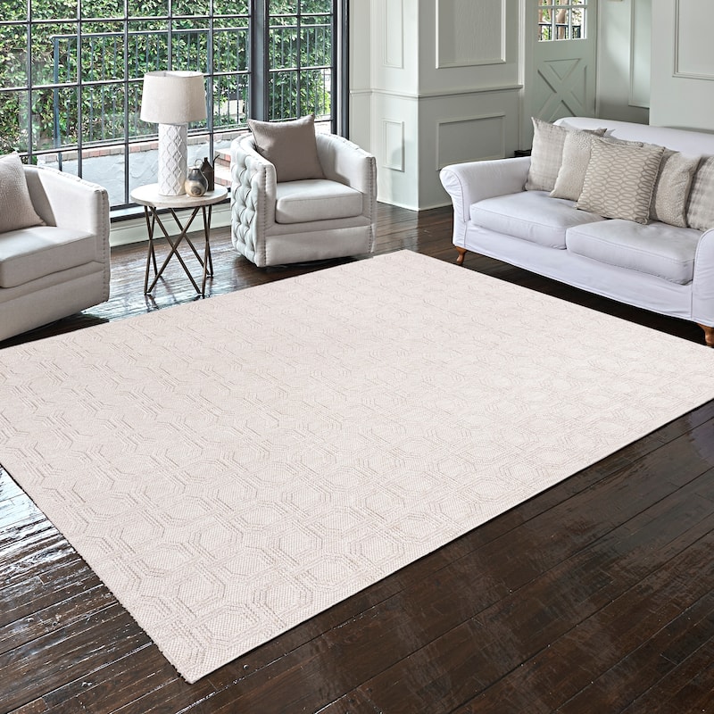 Gertmenian Malini Polypropylene Modern Abstract High-Low Area Rug Collection - 8' 9" x 13' 1" - Haley Cream