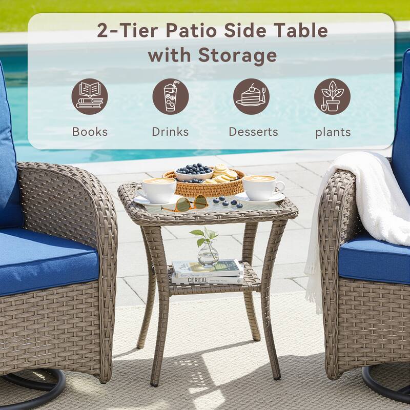 Pocassy Outdoor Patio Side Tables End Table for Swivel Chair