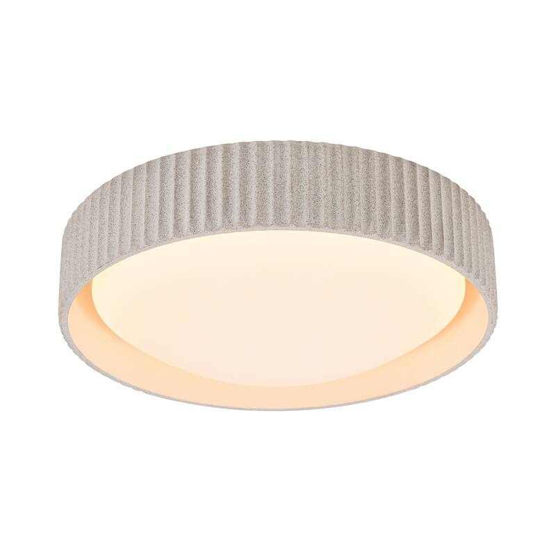 25W Modern Beige Cement LED Flush Mount Ceiling Light, Minimalist Textured Design for Bedroom & Bathroom - 1 Light