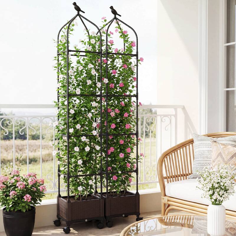 Costway 1/2 PCS Raised Garden Bed Tomato Cage Planter Box with