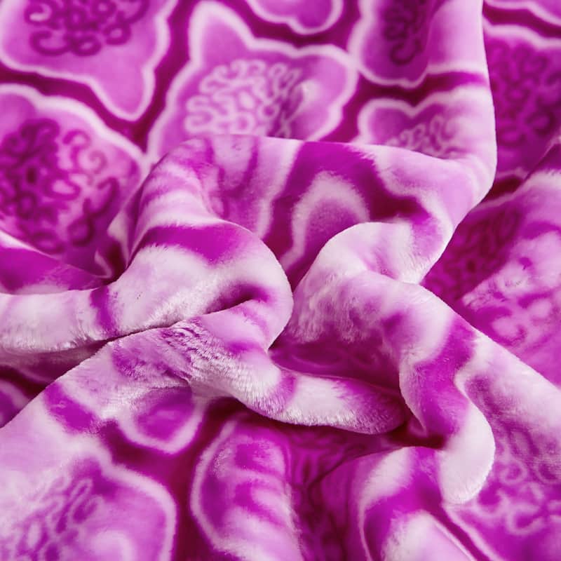 Floral & Animal 2-Ply Heavy Raschel Blanket 85" X 95"
