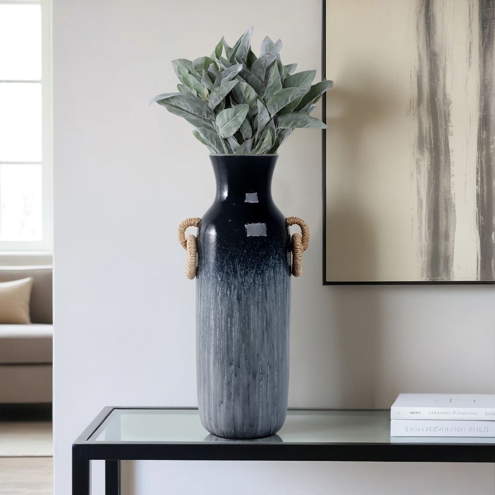 Pottery Jute Decorative Vase Rustic Wrapped Handles Clay Design