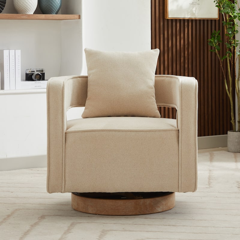 29"W Boucle Upholstered Swivel Armchair Single Sofa