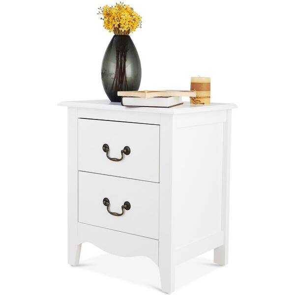 Shop Costway Nightstand End Beside Table Drawers Modern Storage