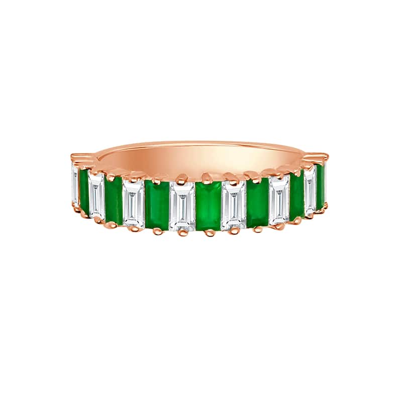 Auriya 14k Gold Lab Grown Emerald and Baguette Diamond Eternity Band 0.97 ct. tw. (F-G, VS)