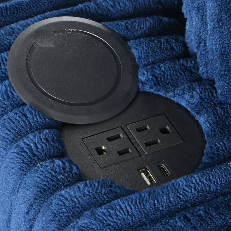 GDFStudio - Polyester 50.9" Loveseat Chaise with Cup Holders