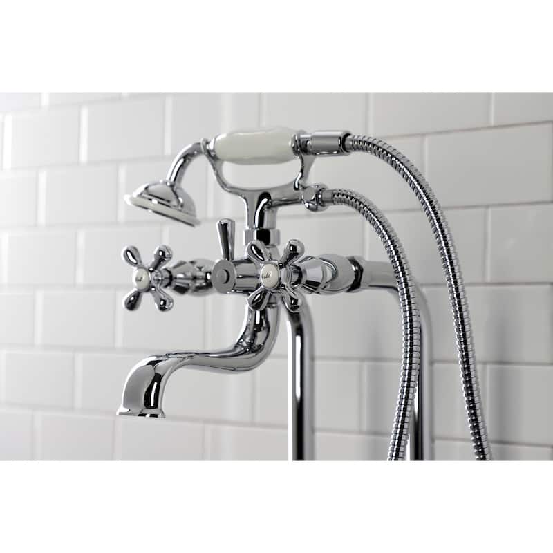 Kingston Brass Freestanding Clawfoot Tub Faucet Package with Supply Line in Matte Black