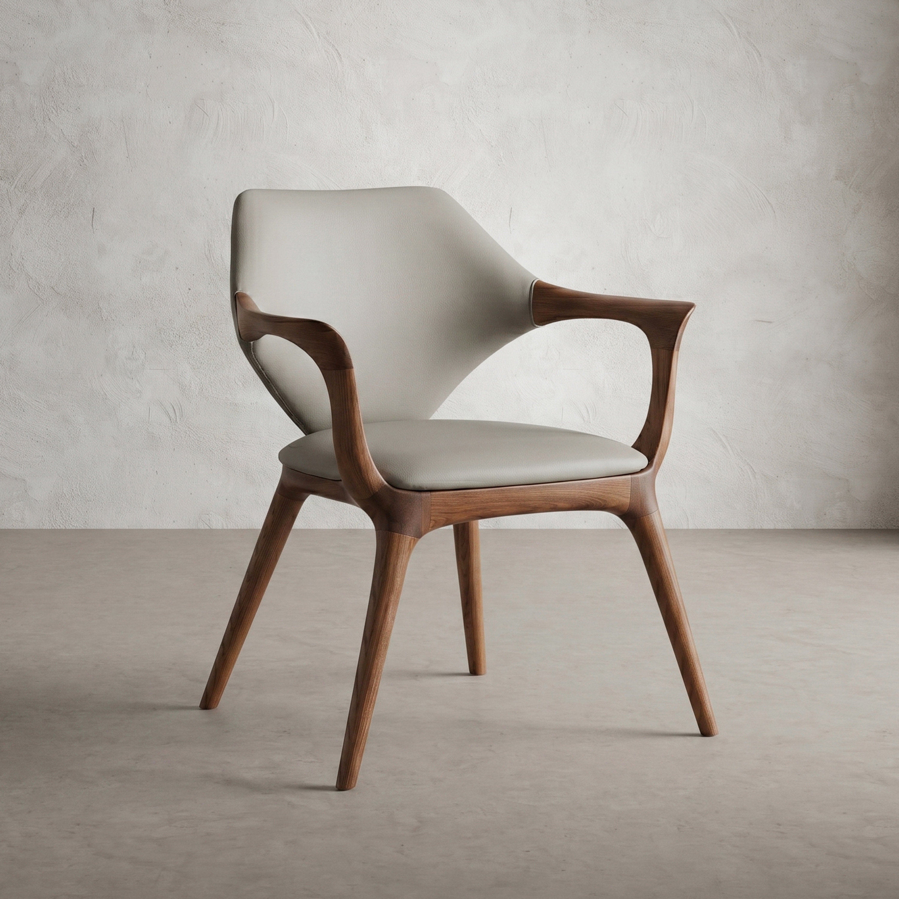 Furniture of America Premier Modern Walnut Padded Angular Dining Arm Chair