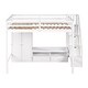 preview thumbnail 5 of 12, White Full Size Solid Wood Loft Bed with Wardrobe and Storage Table