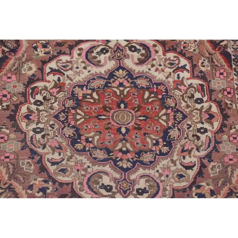Geometric Bakhtiari Persian Vintage Area Rug Hand-knotted Wool Carpet - 6'8" x 10'0"