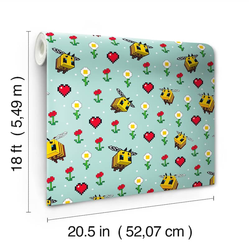 RoomMates Minecraft Busy Bee Peel and Stick Wallpaper