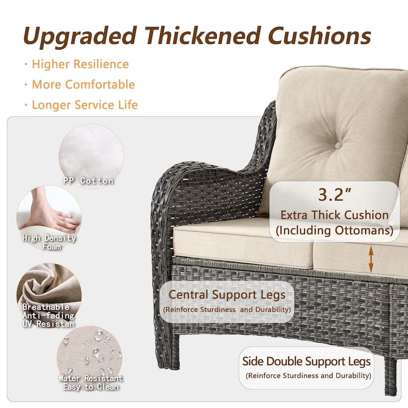 3 Seat Sofa Curved Outdoor Sofa-Wicker Outdoor Couch Outdoor Patio Couch