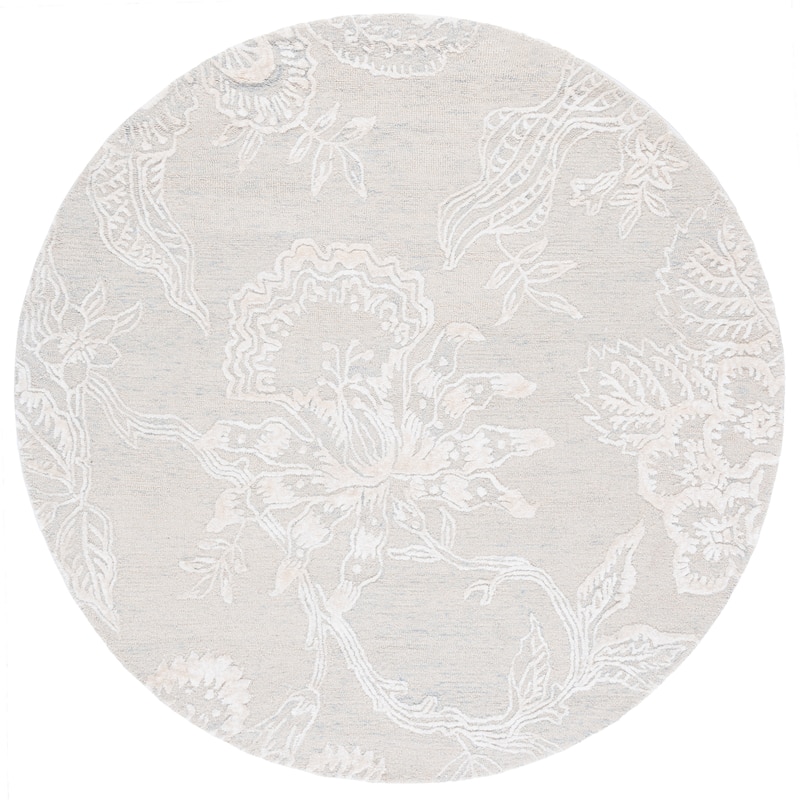 SAFAVIEH Handmade Glamour Korinna Modern Wool Rug - 6' Round - Light Blue/Ivory