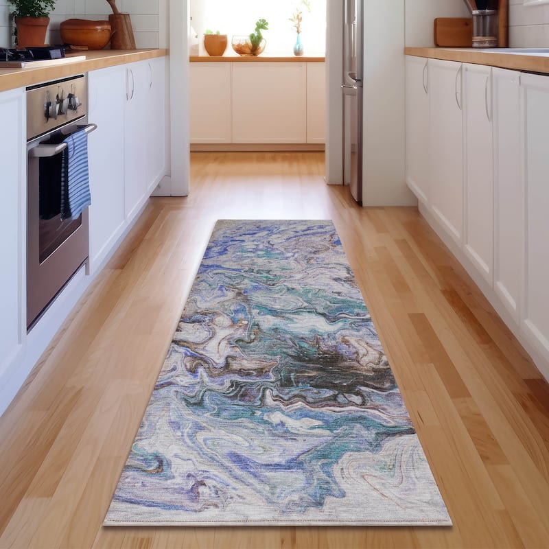 Premium Washable Super Soft Abstract Kyah Mayfield Rug - Beige - 2' 3" x 7' 6" - Runner