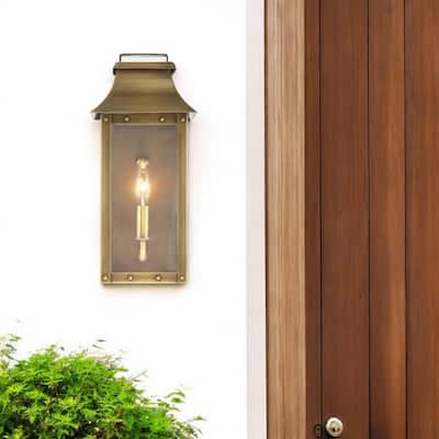 Traditional Copper Patina Wall Light with Clear Glass Design - 6” x 6” x 13.25”