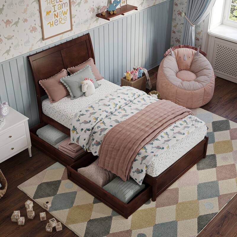 Andorra Platform Bed with Panel Footboard and Storage Drawers