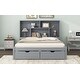 preview thumbnail 7 of 5, Queen Size Platform Bed with Storage Headboard and 2 Drawers
