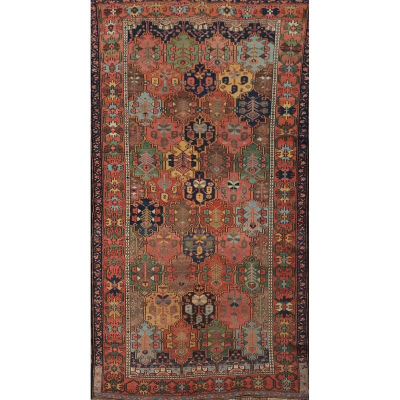 Hand Knotted Oriental 100% Wool Carpet Traditional All-Over Oranges & Rust Bakhtiari Area Rug - 9' 6'' X 5' 3''
