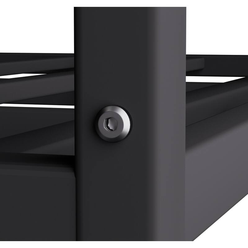 Metal Queen Bunk Bed with Guardrail, Ladder, and Storage, Black