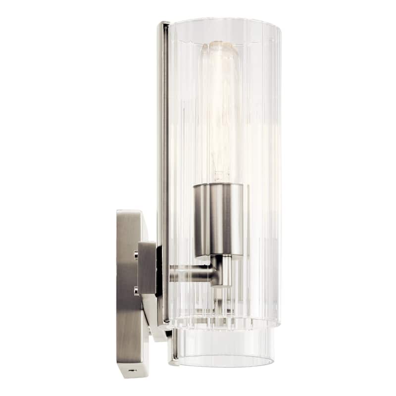 Jemsa 13.75 in. 2-Light Bathroom Vanity Light with Clear Fluted Glass