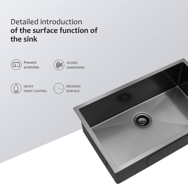 Undermount Kitchen Sink 16 Gauge Single Bowl with Drain Assembly