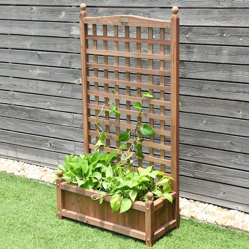 Wooden Planter/ Flower Box holder with Trellis