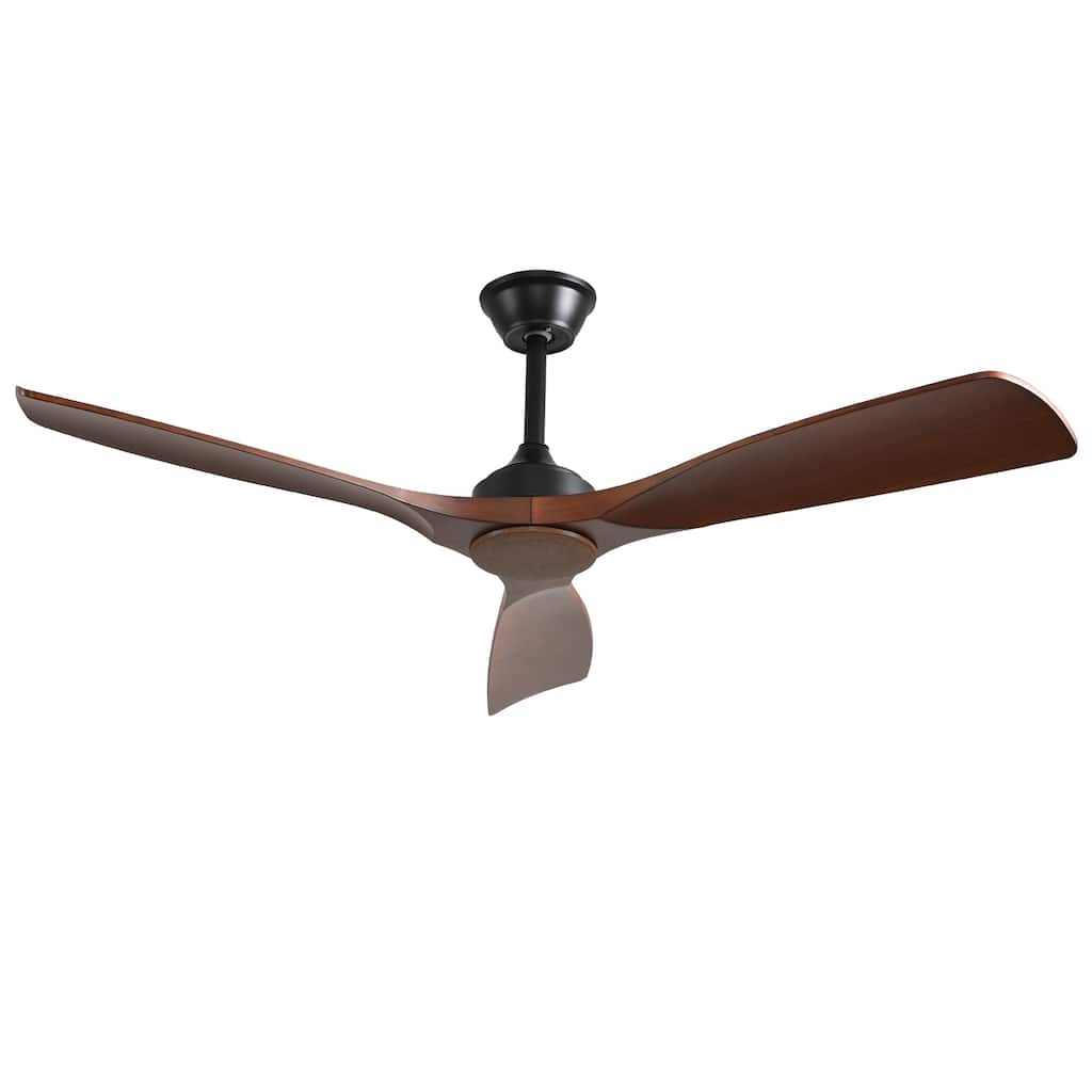 Depuley Ceiling Fan Without Light 52 Inch 3 Blade Indoor Outdoor Fans for Patios - Walnut - 52inches-no light