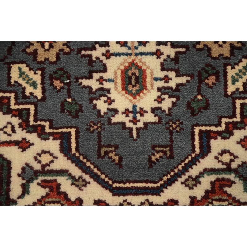 Hand Knotted Oriental 100% Wool Carpet Traditional Medallion Greys & Charcoal Heriz (serapi) Area Rug - 5' 9'' X 4' 1''