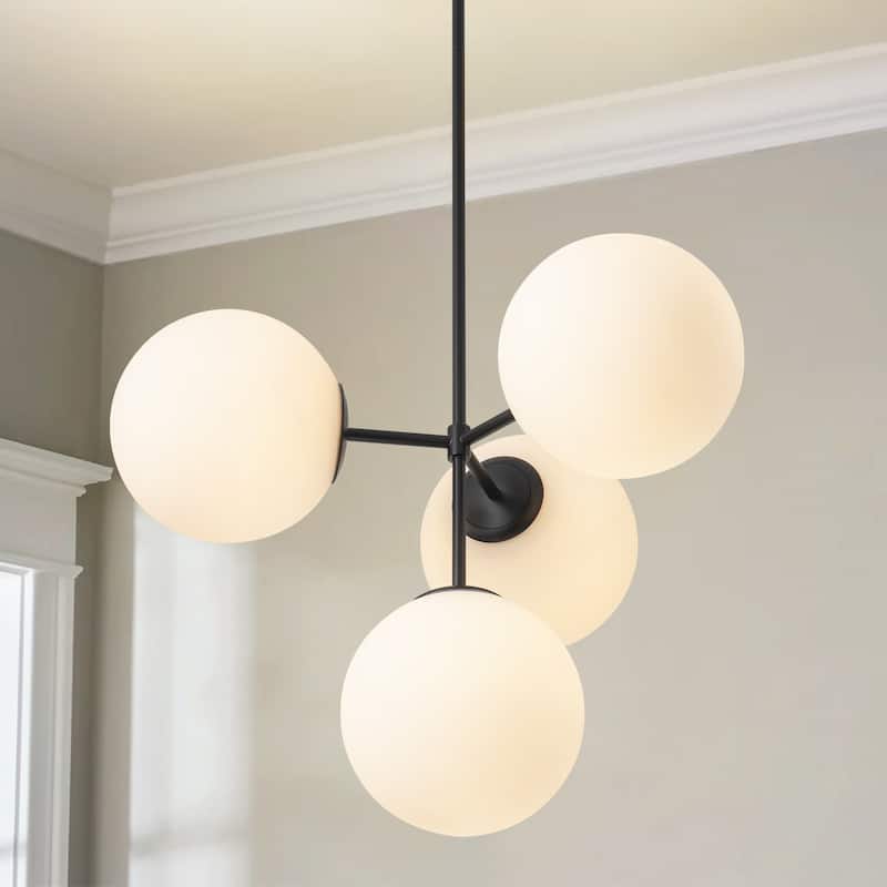 Black or Gold Modern Sputnik Glass Globe Bubble Chandelier Pendant Light for Dining Room, Kitchen, Living Room, Foyer - Black