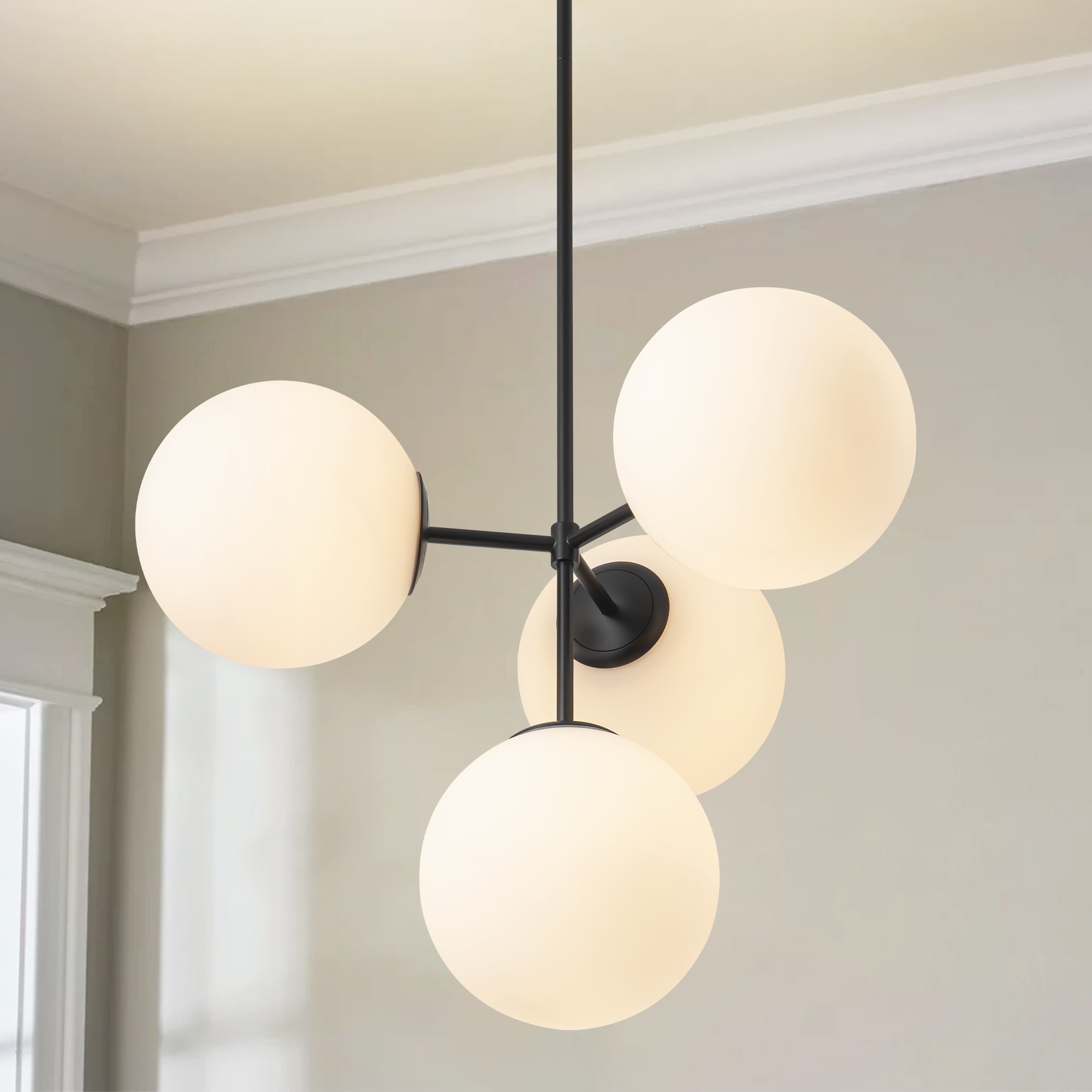 Black or Gold Modern Sputnik Glass Globe Bubble Chandelier Pendant Light for Dining Room, Kitchen, Living Room, Foyer
