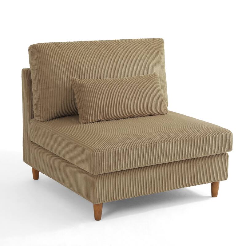 Corduroy Modular Sectional 5 Piece Sofa with Ottoman