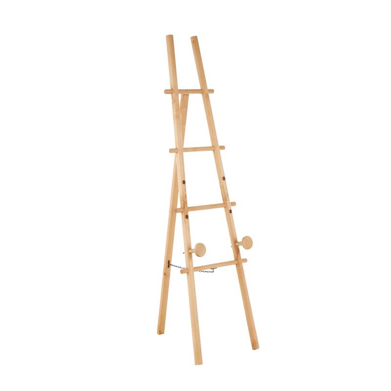 Wood Tall Adjustable 3 Tier Easel with Chain Support - Light Brown - Roche River Decor