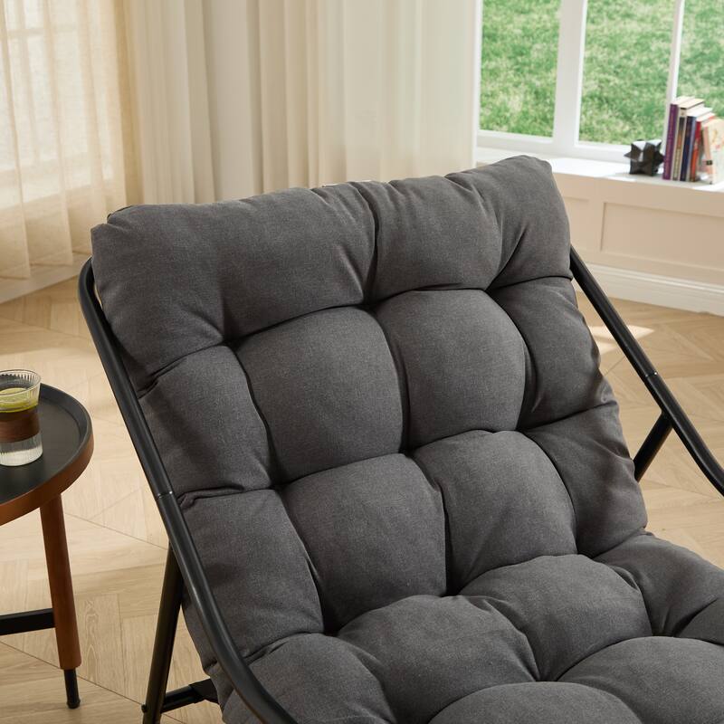 Outdoor Rocking Chair, Comfy Cushion, with Soft Thick Cushion,for Living Room, Bedroom, Reading Room, Black Frame with Cushion