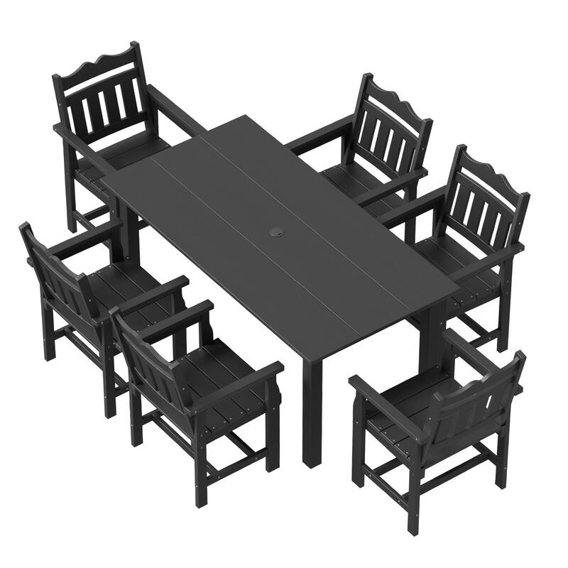 HIPS Outdoor Dining Set, Ergonomic Patio Chairs and Table(Set of 7)
