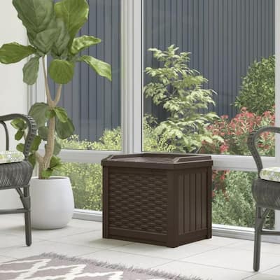 Outdoor 22 Gallon Resin and Wicker Deck Box