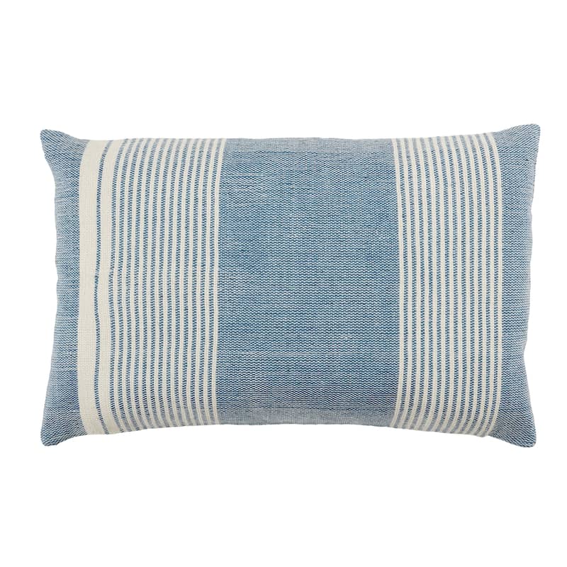 Ladonna Indoor/ Outdoor Striped Lumbar Pillow - 13"X21" Cover Only - Blue/Ivory