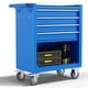 preview thumbnail 1 of 8, 4 Drawers Rolling Tool Chest Metal Tool Cart Storage Cabinet Blue