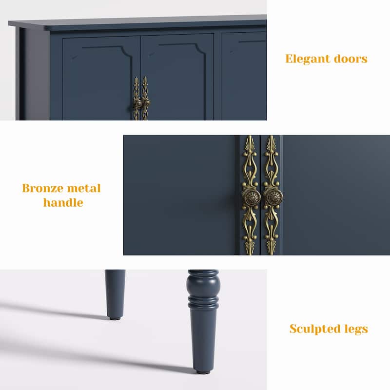 59" Accent Cabinet with 4 Doors – MDF Storage Cabinet, Adjustable Shelves, 200 lbs Top Capacity